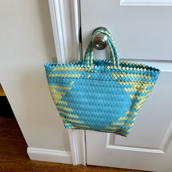 NWT Anthropologie Diamond woven Tote bag. Sky blue Adorable! See details - Picture 4 of 12